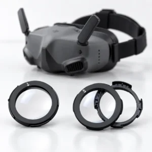 DJI Goggles 2 with round lens inserts displayed in front