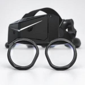 Pimax VR headset with two black lens inserts displayed in front