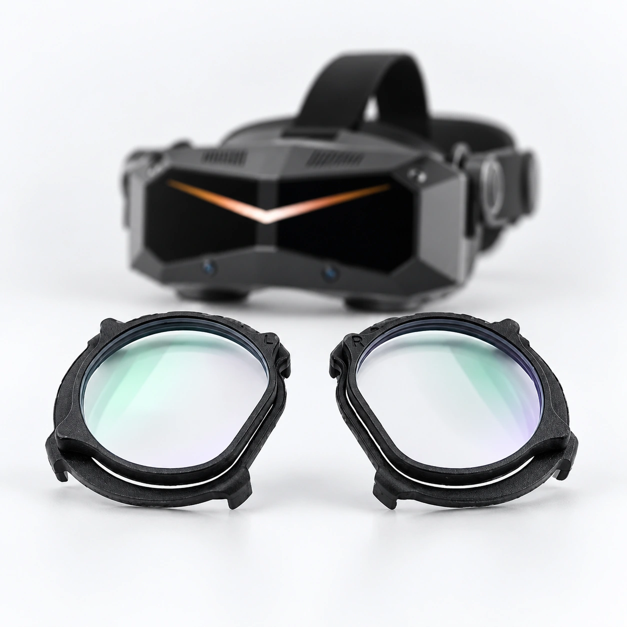 Black Pimax headset with two rounded lens inserts in front