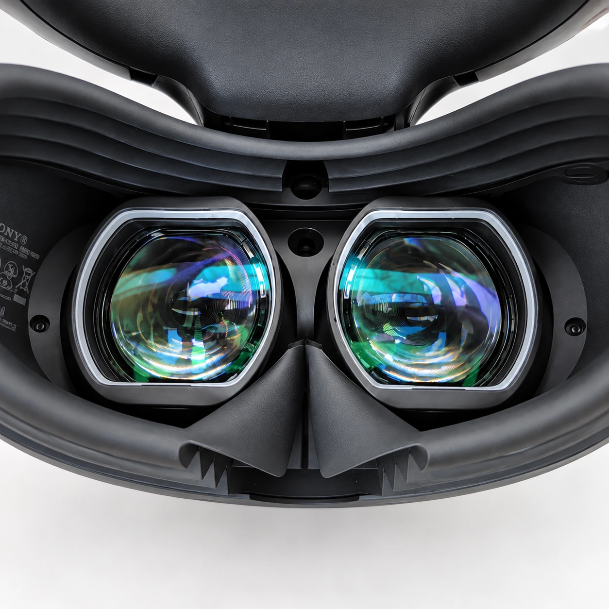Wide interior view of PlayStation VR2 with two lens inserts