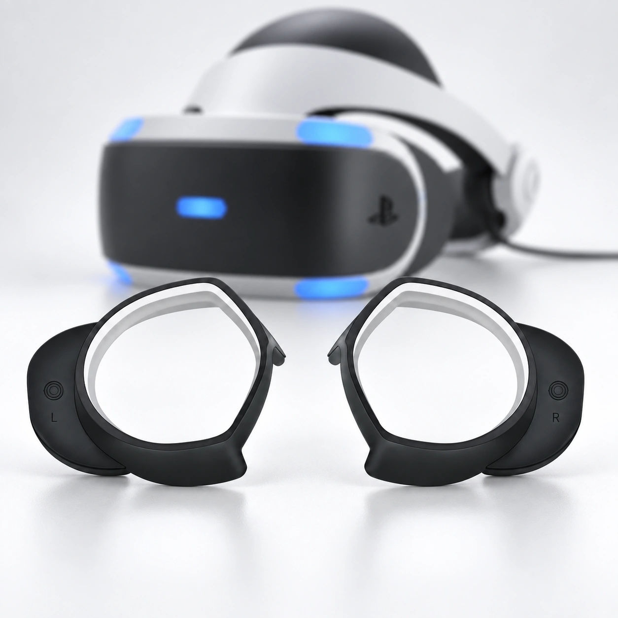 PlayStation VR headset with two black lens inserts