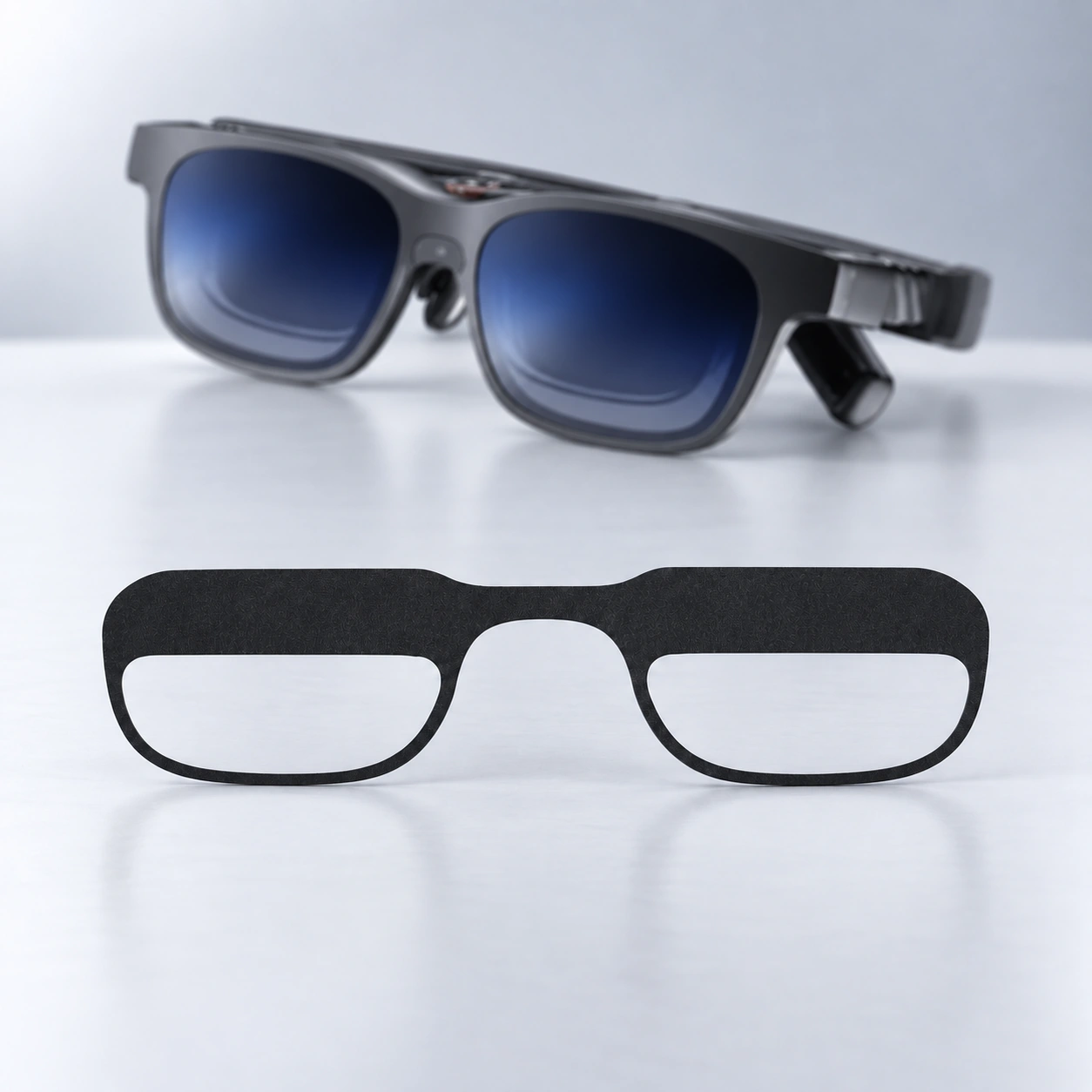 VITURE glasses with a black lens insert frame displayed below