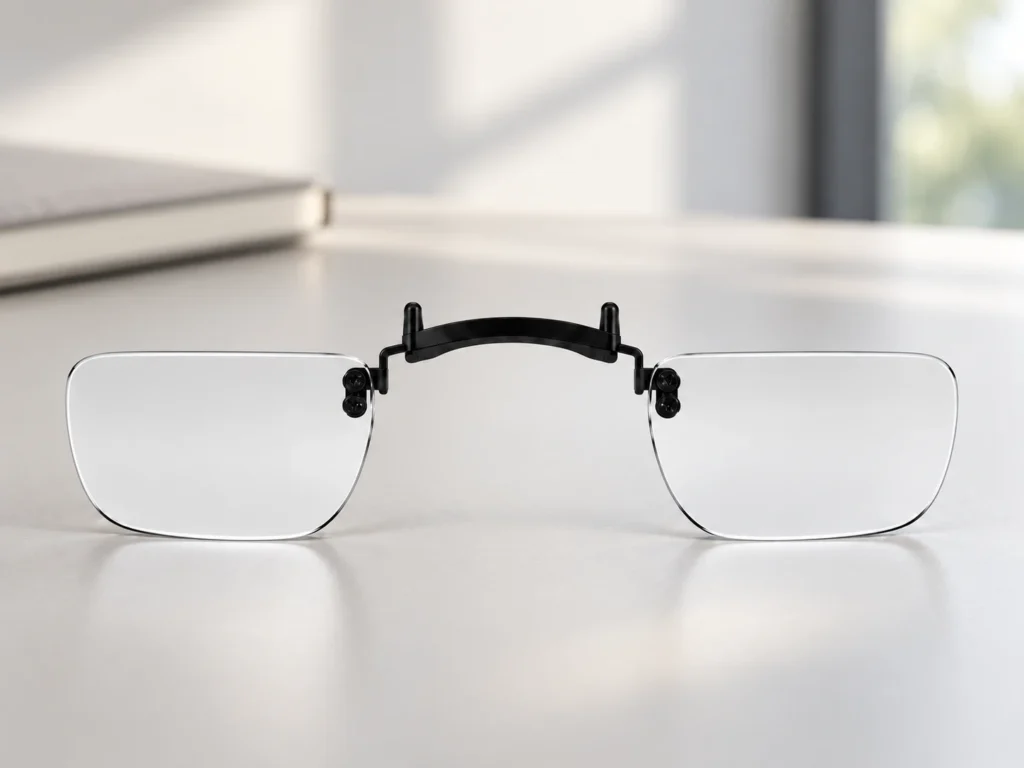 XREAL One Pro prescription lens insert on a neutral workbench background.